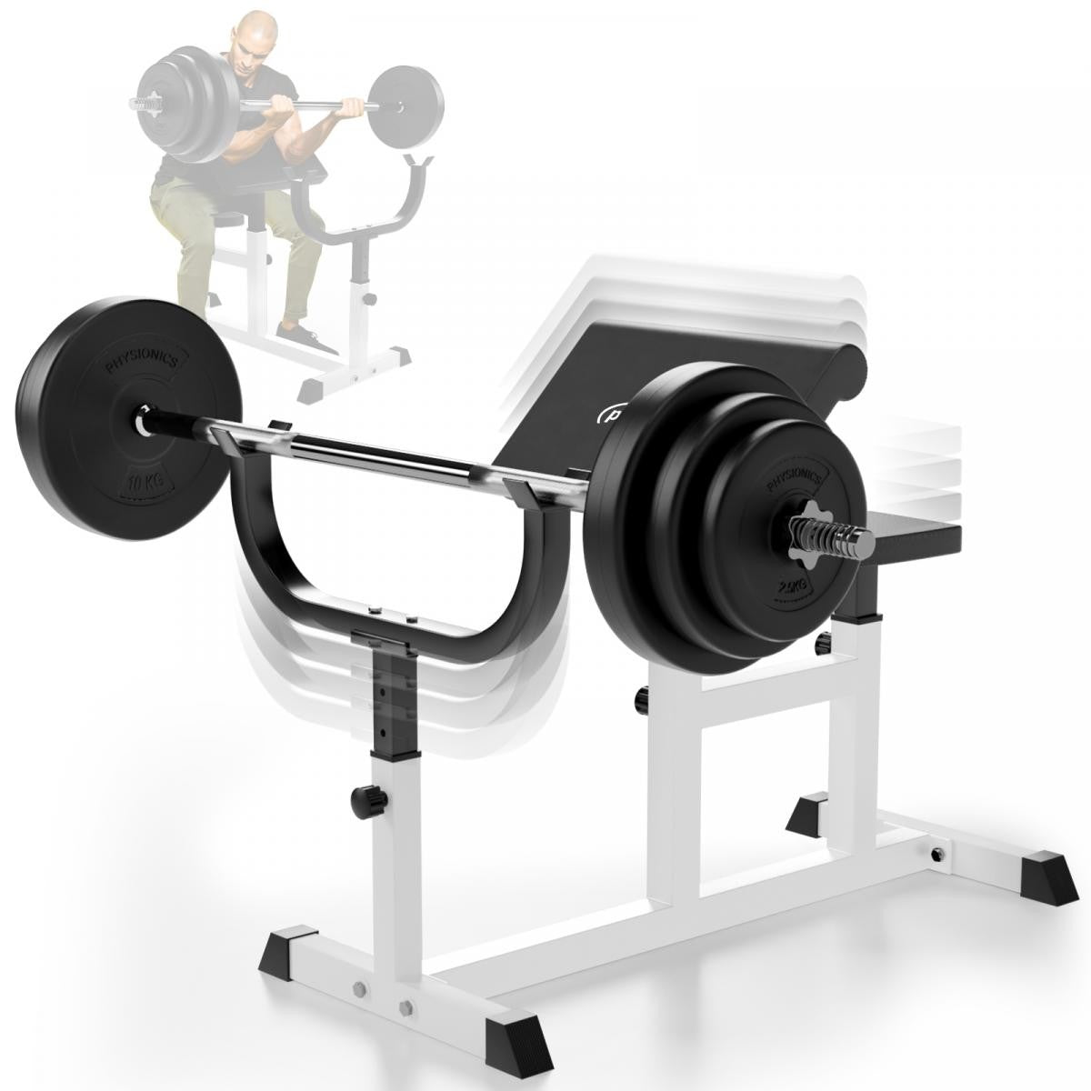 Banc de musculation Physionics Curl avec ensemble d'haltères de 35 kg