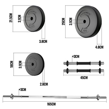 Physionics  Halterstangen Met Gewichten 38kg