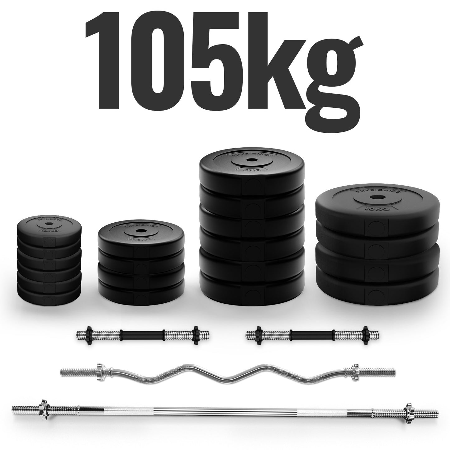 Barres Physionics avec poids 105 kg