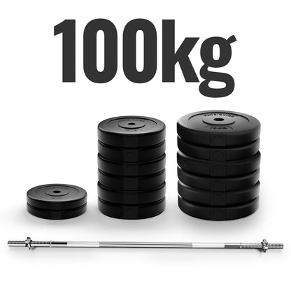 Barre d'haltères Physionics avec poids 100 kg