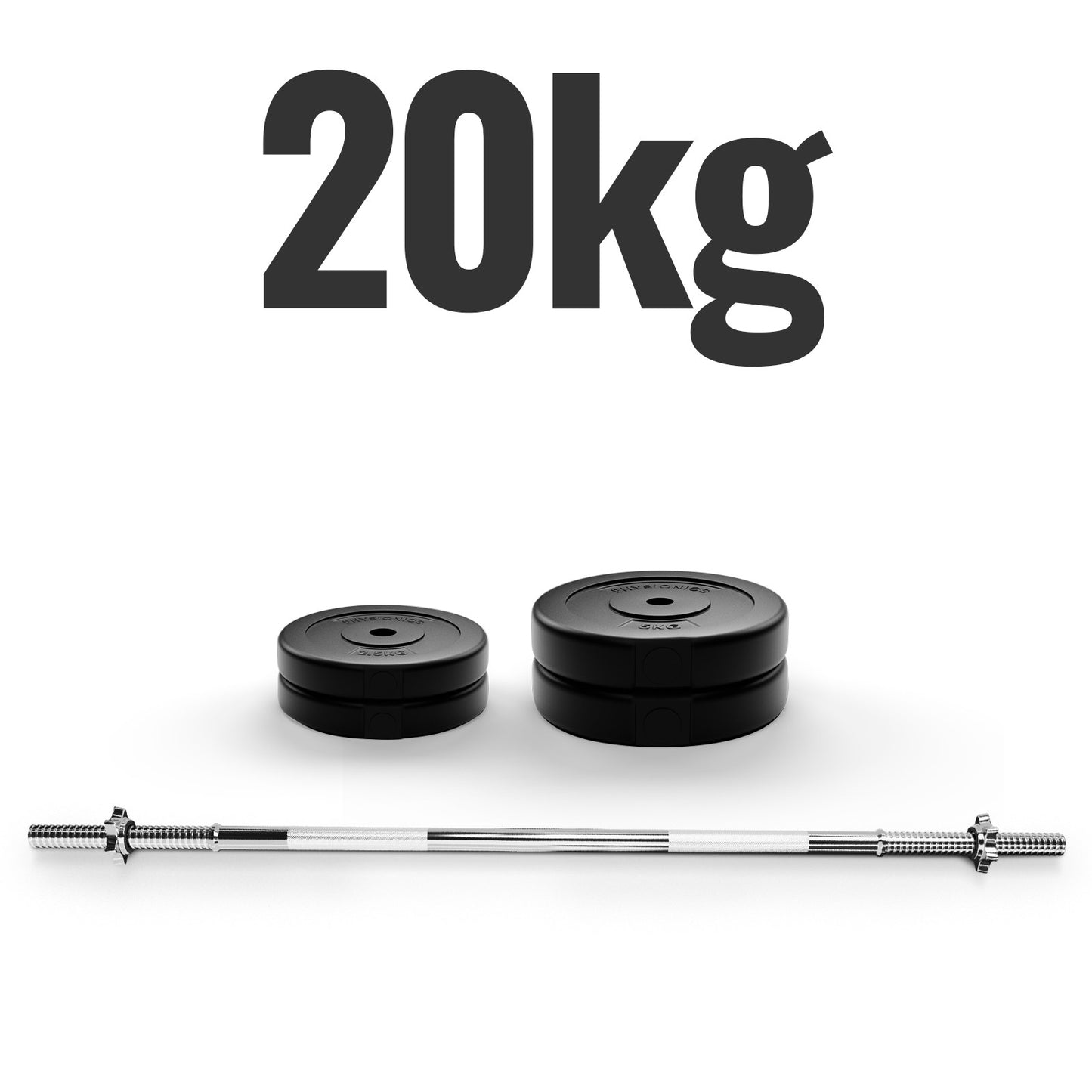 Barre d'haltères Physionics avec poids 20 kg