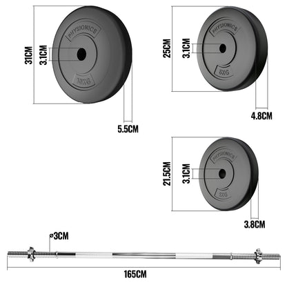 Physionics  Halterstang Met Gewichten 60kg