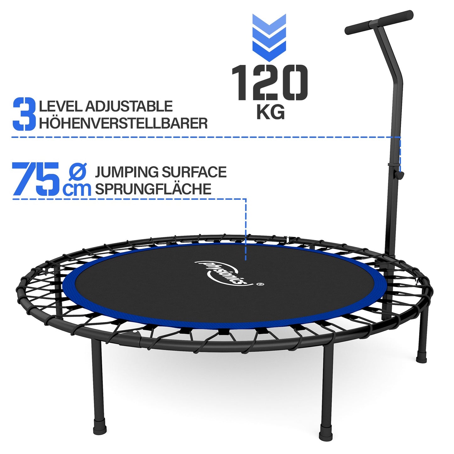 Diamètre de la poignée du trampoline Physionics Fitness 101 cm