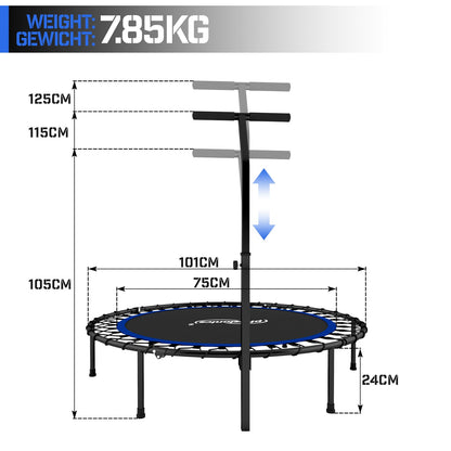 Diamètre de la poignée du trampoline Physionics Fitness 101 cm