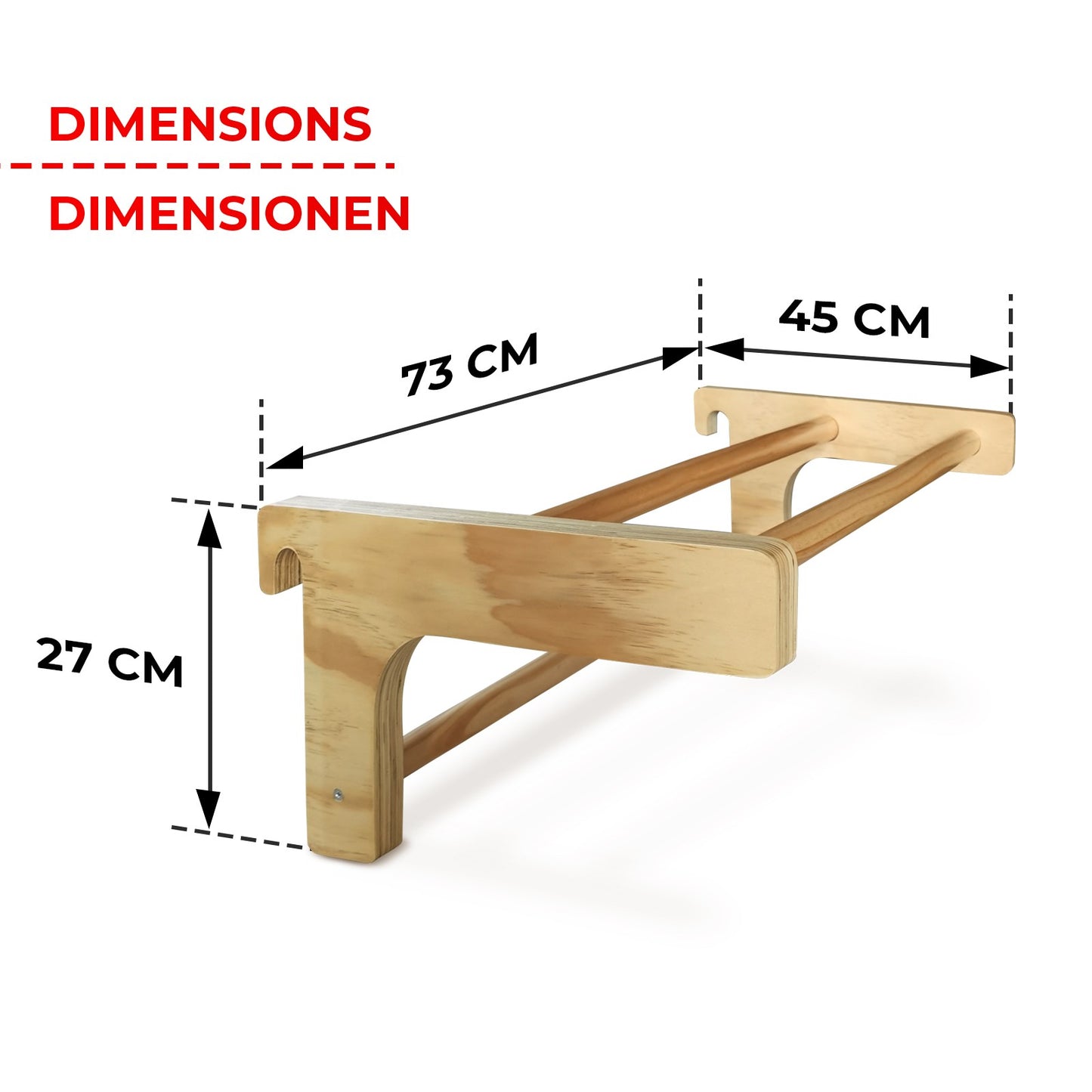 Physionics Optrekstang Hout Klimrek