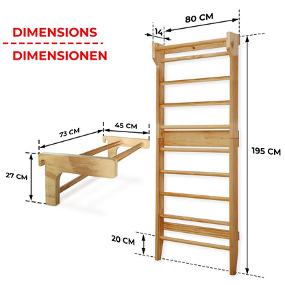 Structure d'escalade intérieure en bois Physionics avec barre de traction