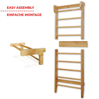 Structure d'escalade intérieure en bois Physionics avec barre de traction