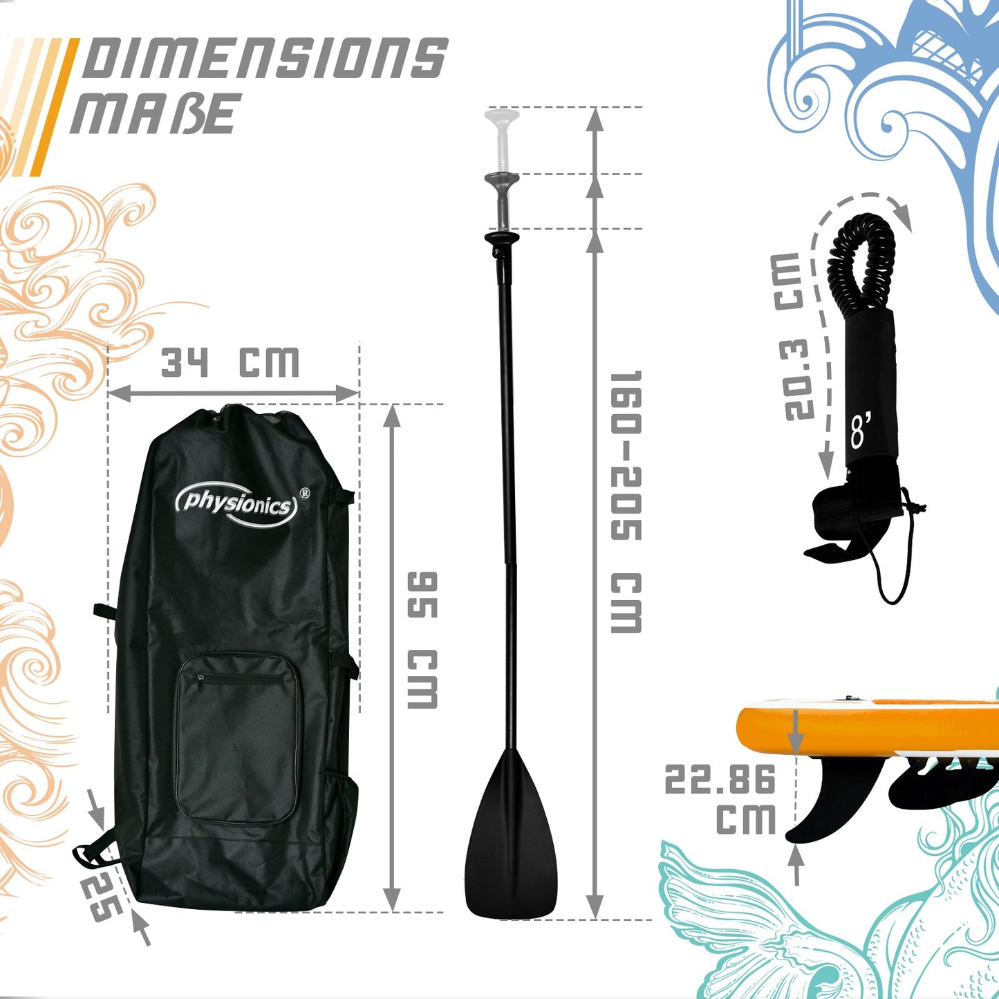 Physionics Sup Board 305cm Complete Set Watersport