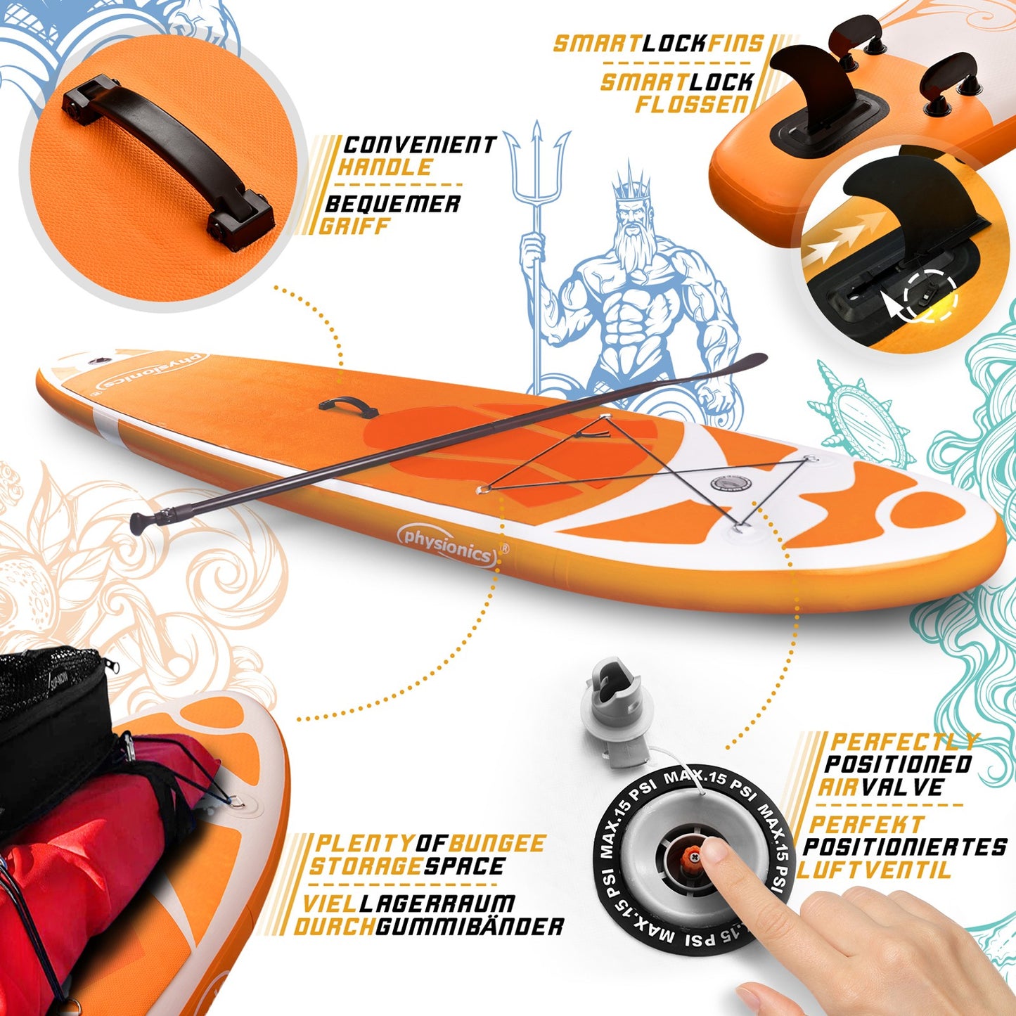 Physionics Sup Board 305cm Complete Set Watersport