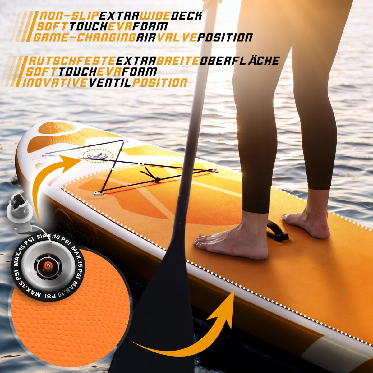 Planche de SUP Physionics 366 cm Ensemble complet Sports nautiques