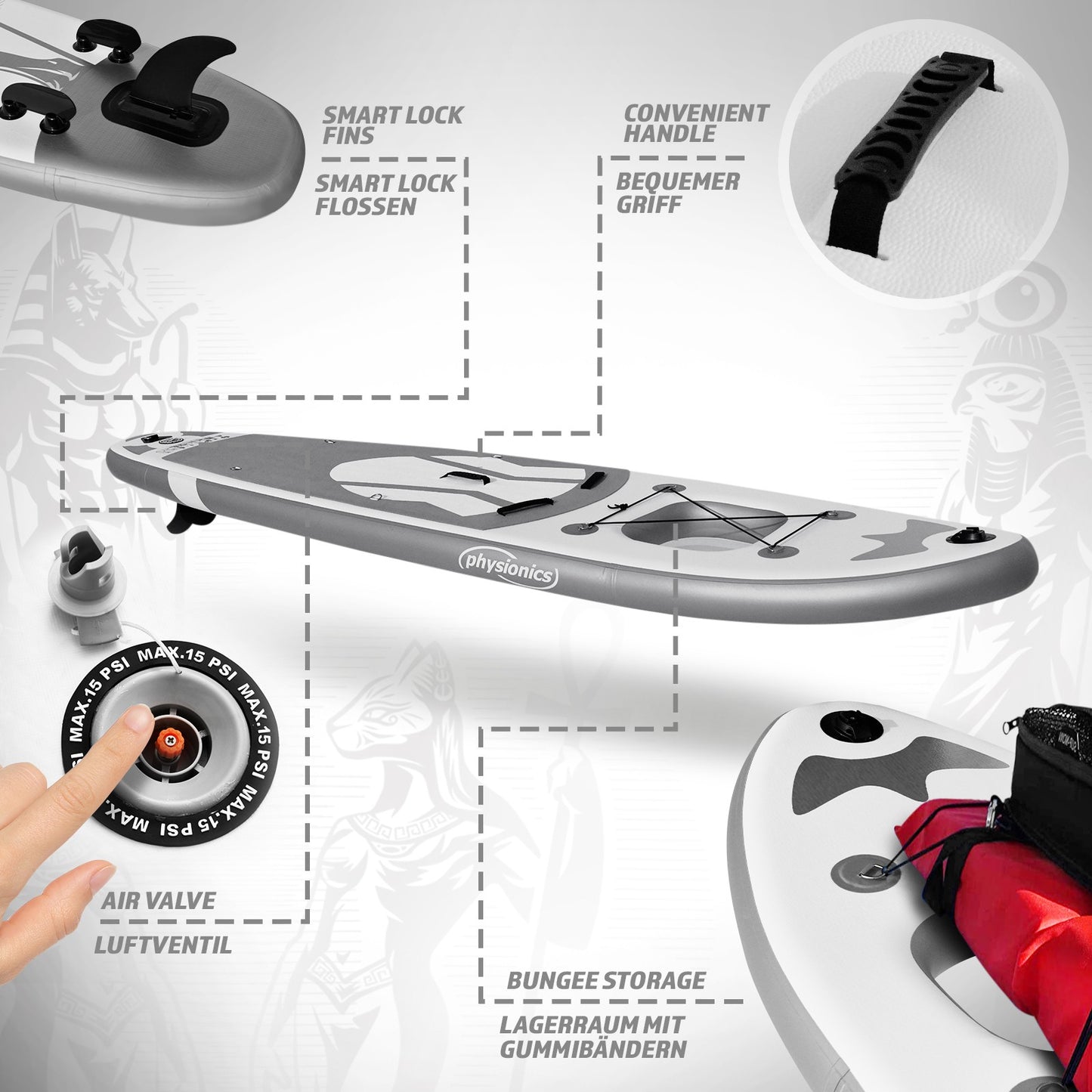 Physionics Sup Board 305cm Complete Set Watersport