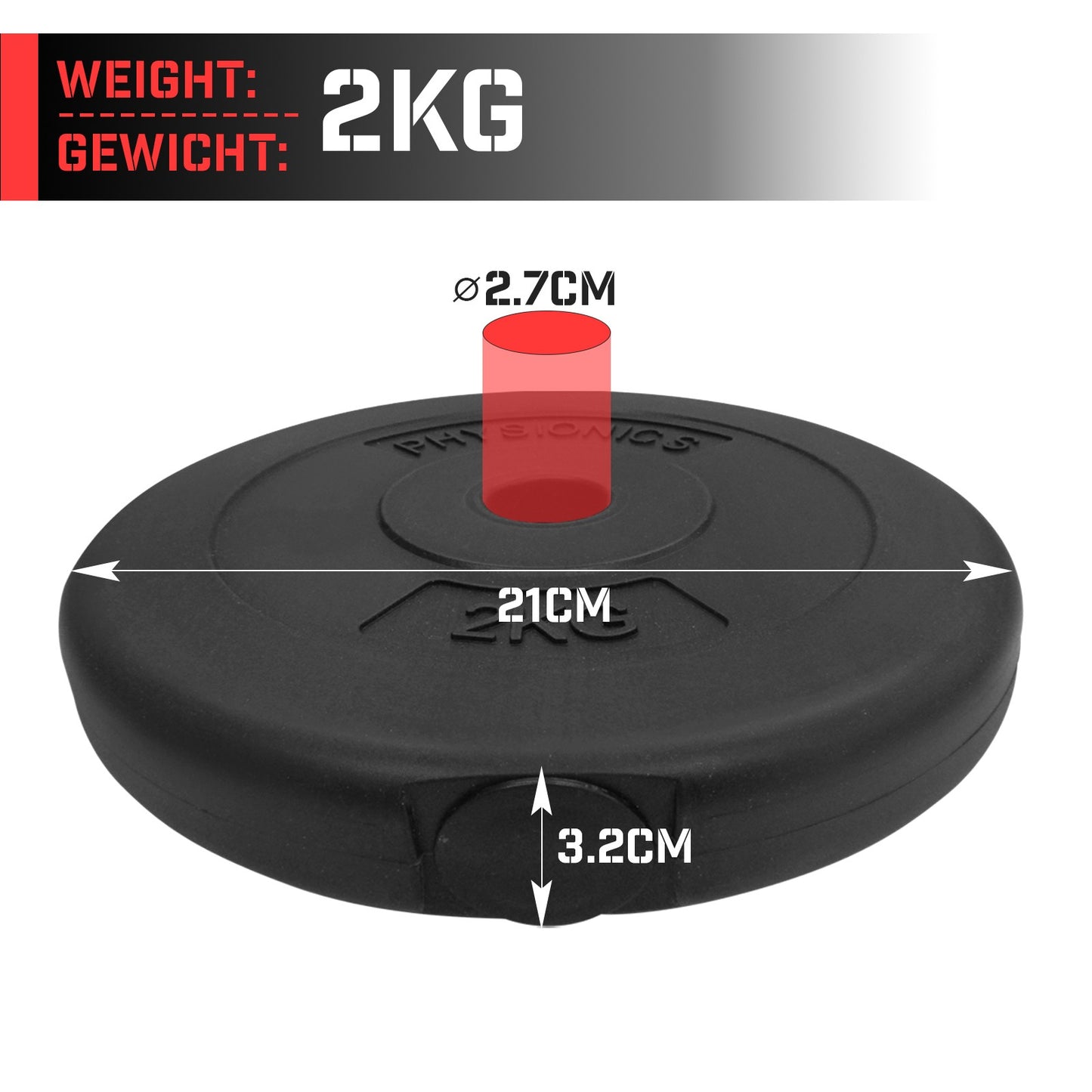 Physionics Halterschijven Kunststof 2x2kg