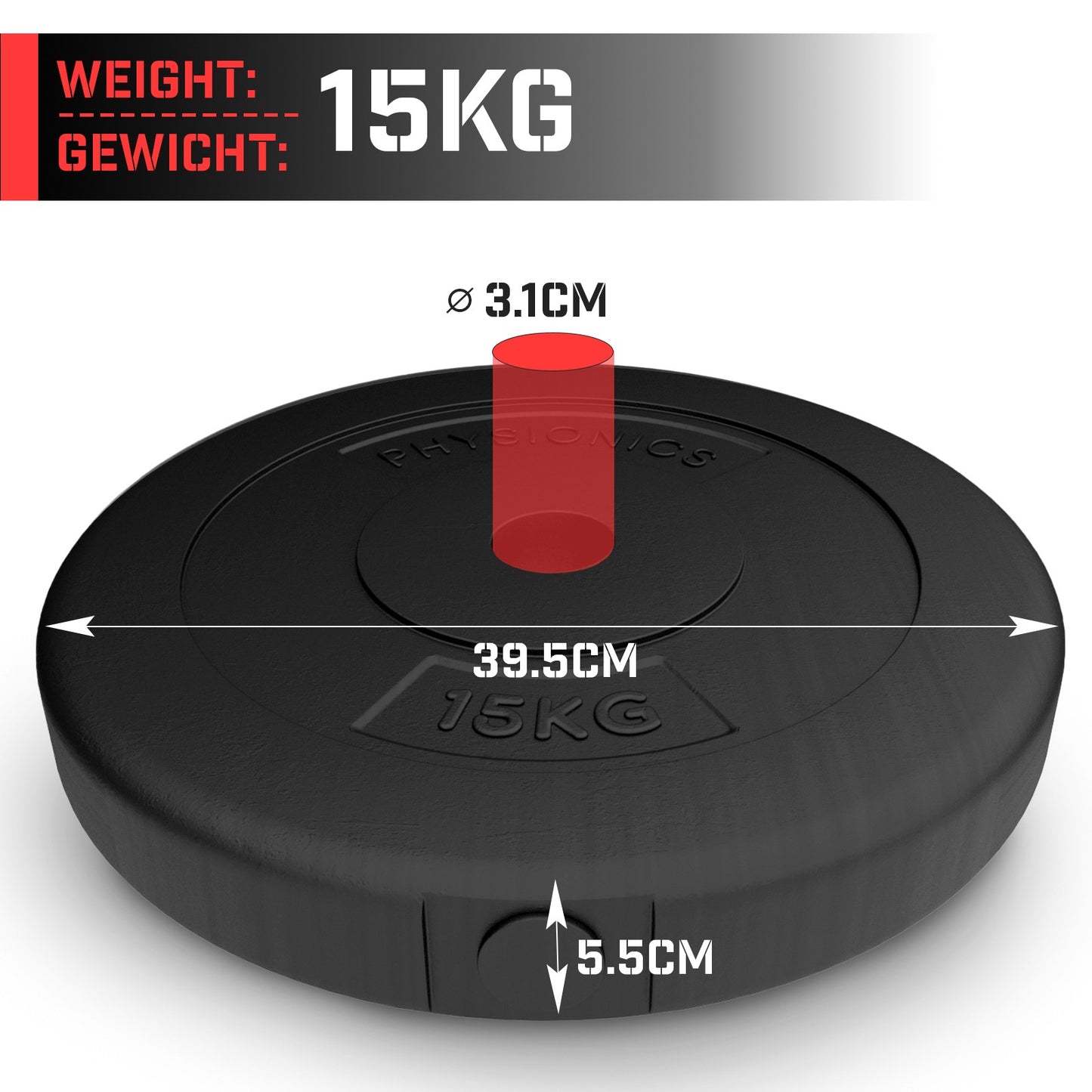 Disques de poids Physionics en plastique 2x15kg