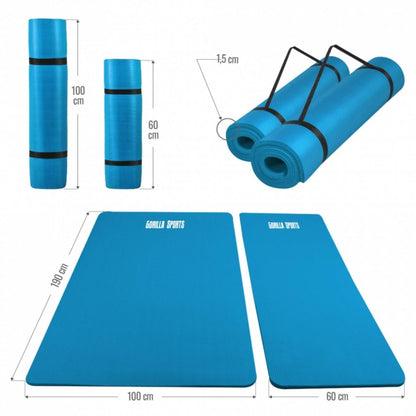 Blauw - Yogamat Deluxe 190 x 60 x 1,5 cm