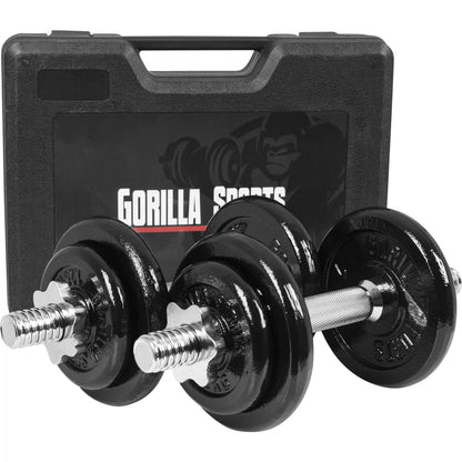 Dumbellset 20 kg Gietijzer incl. Koffer