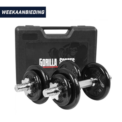 Dumbellset 20 kg Gietijzer incl. Koffer