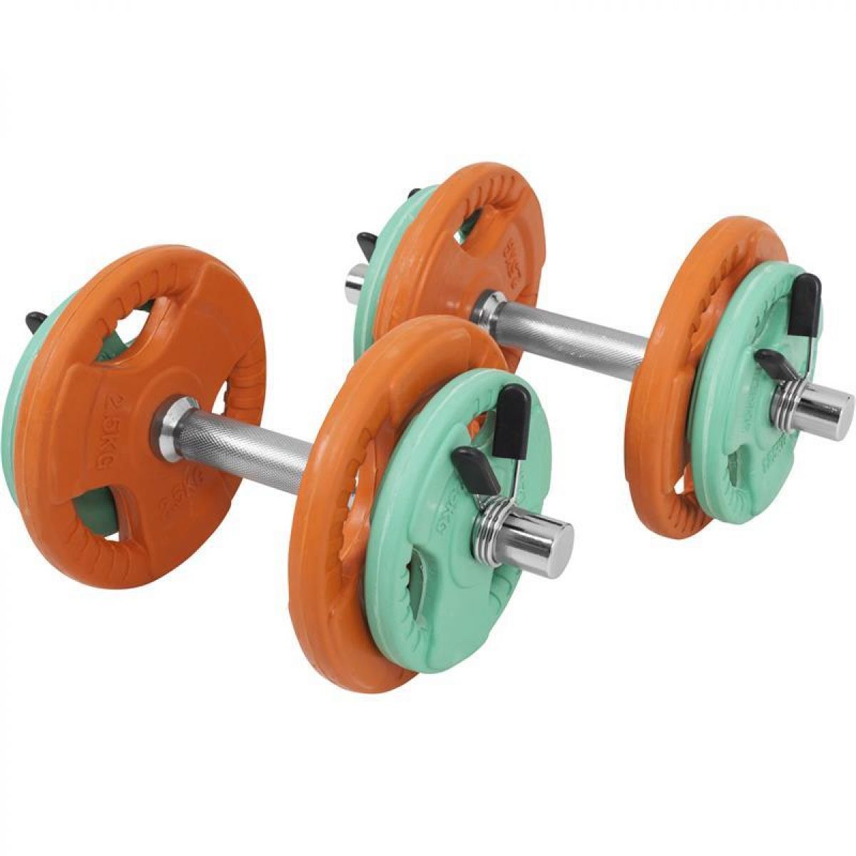 Dumbellset 20 kg Gripper Gietijzer (Rubber Coating, Veersluiting)  