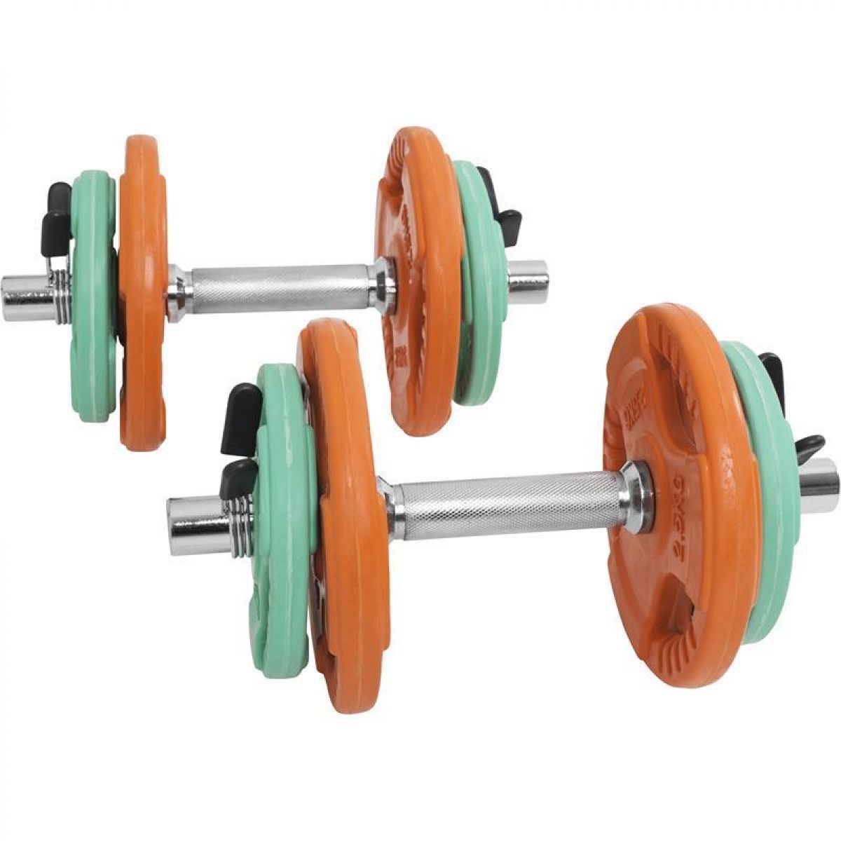 Dumbellset 20 kg Gripper Gietijzer (Rubber Coating, Veersluiting)  