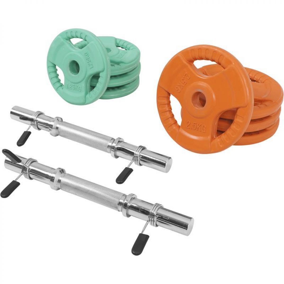 Dumbellset 20 kg Gripper Gietijzer (Rubber Coating, Veersluiting)  