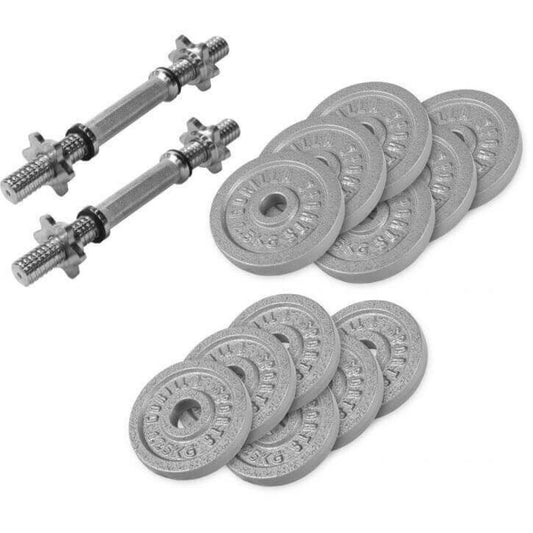 Dumbellset 27.5 kg Gietijzer (schroefsluiting)