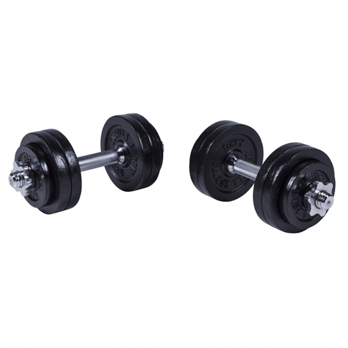 Dumbellset 30 kg gietijzer zwart