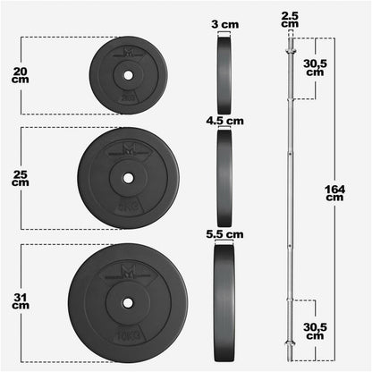 Halterset 60 kg Kunststof - 25 mm