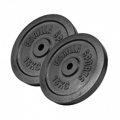 Halterschijven Set Gietijzer Zwart 2 x 15 kg - 31 mm