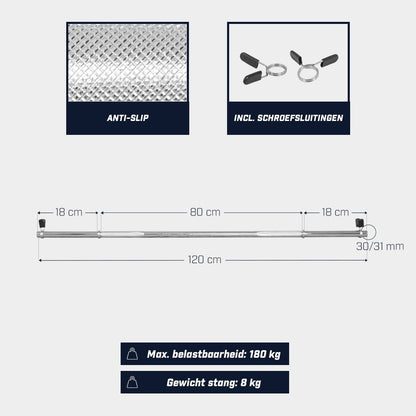 Halterstang 120 cm veersluiting