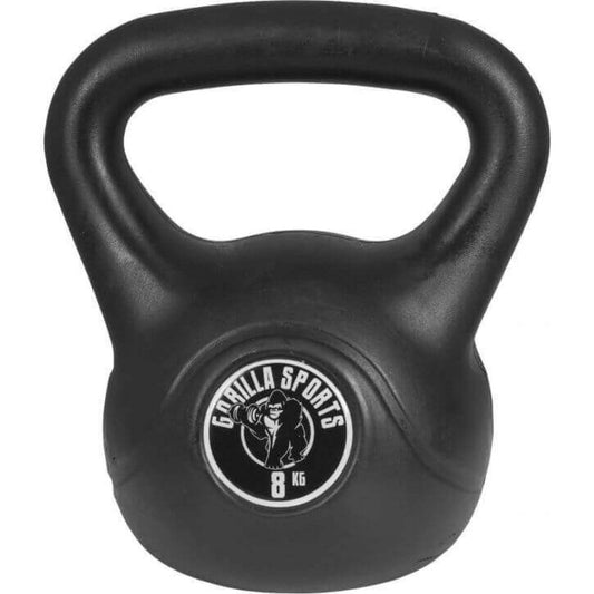 Kettlebell 8 kg zwart kunststof