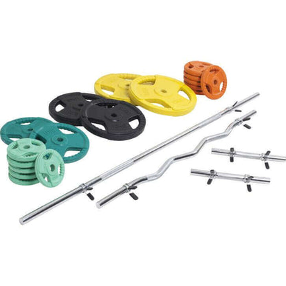 Kit d'haltères 108 kg Gripper Fonte Revêtement Caoutchouc - Verrouillage à Ressort 30 mm