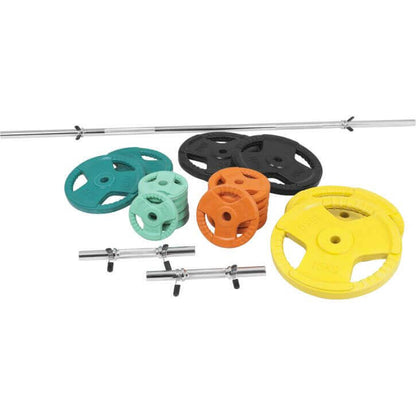 Kit d'haltères 100 kg Gripper Fonte Revêtement Caoutchouc - Verrouillage à Ressort 30 mm