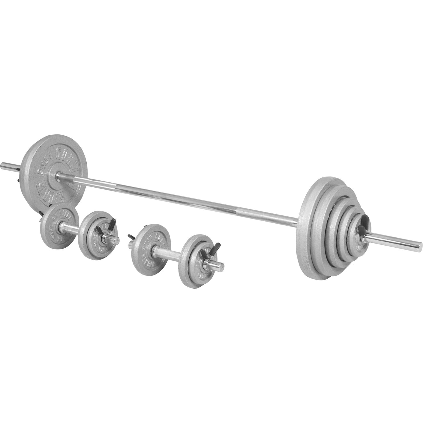 Set d'haltères 100 kg Fonte - Fermeture à ressort 30 mm