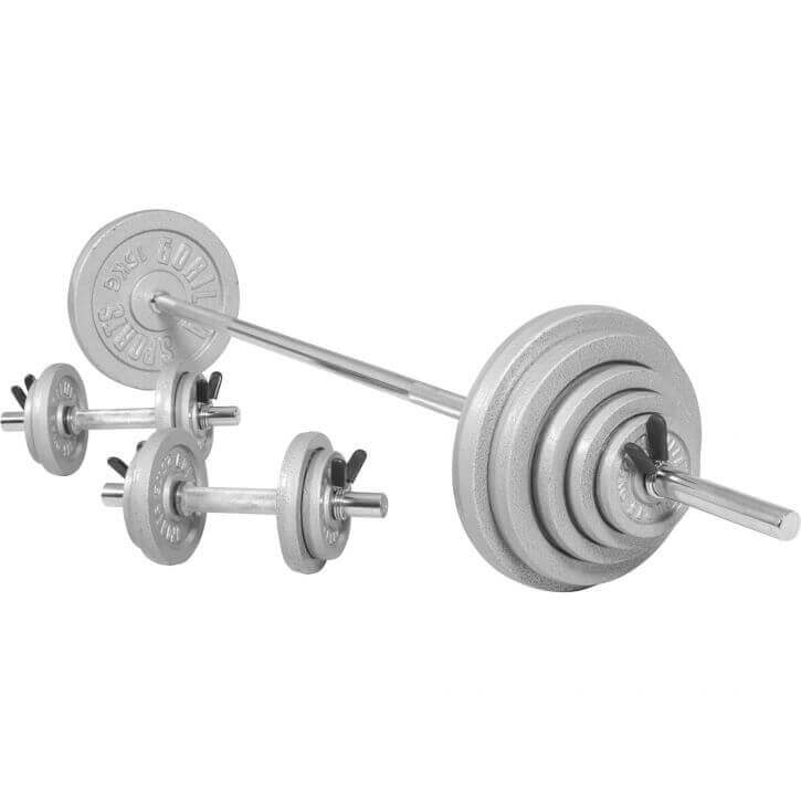 Set d'haltères 100 kg Fonte - Fermeture à ressort 30 mm