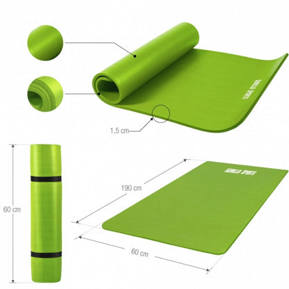 Lime groen - Yogamat Deluxe 190 x 60 x 1,5 cm