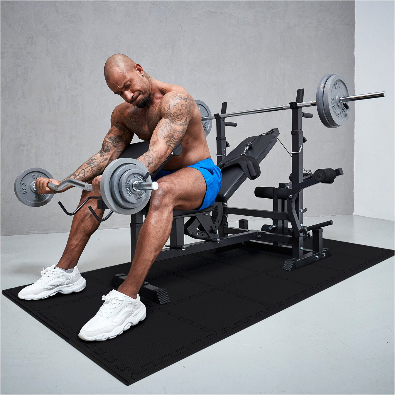 Vloer Beschermingsmatten 30 x 30 cm 18 matten incl eindstukken Zwart