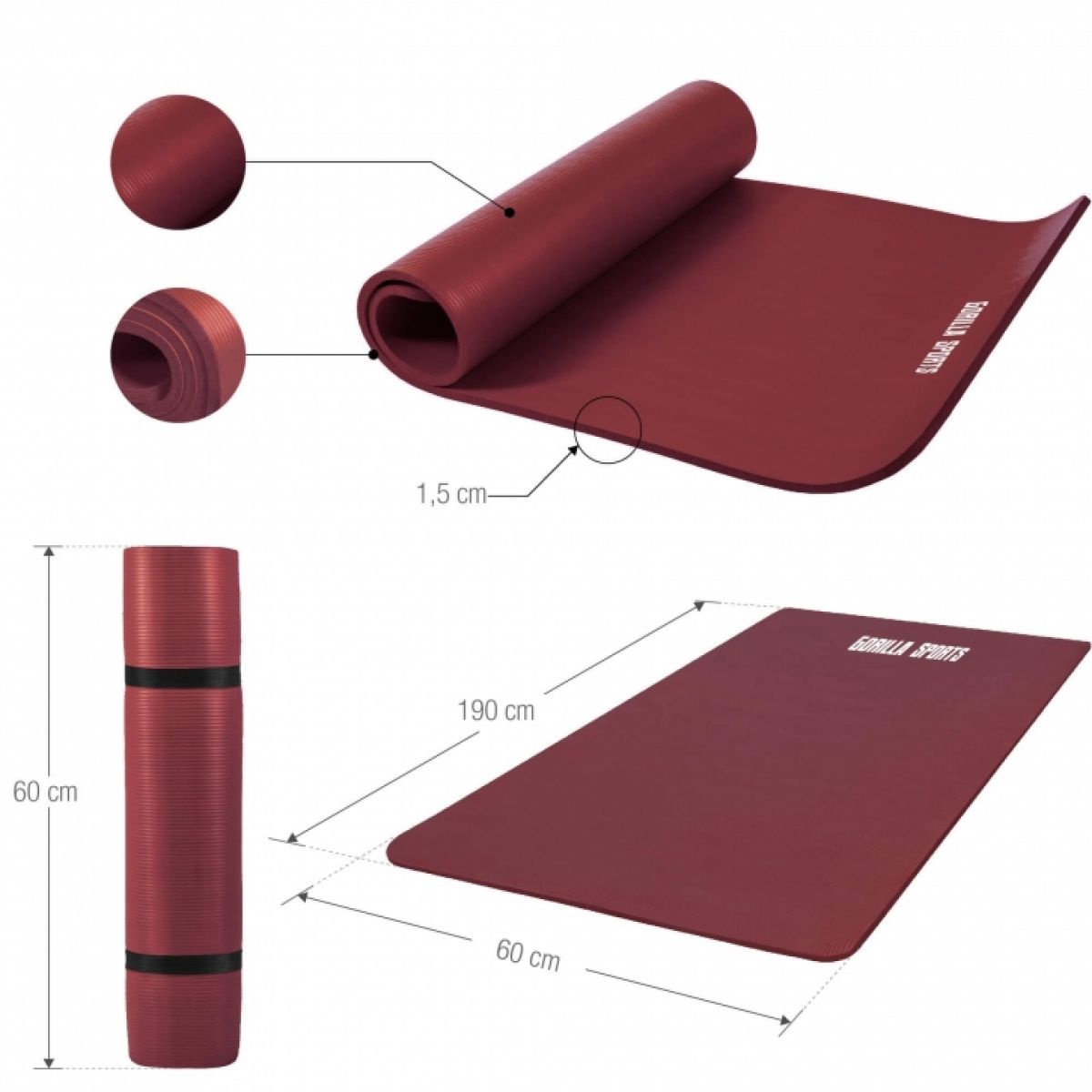 Robijn -  Yogamat Deluxe 190 x 60 x 1,5 cm