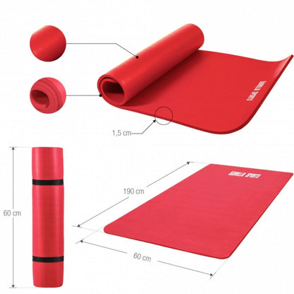 Rood - Yogamat Deluxe 190 x 60 x 1,5 cm