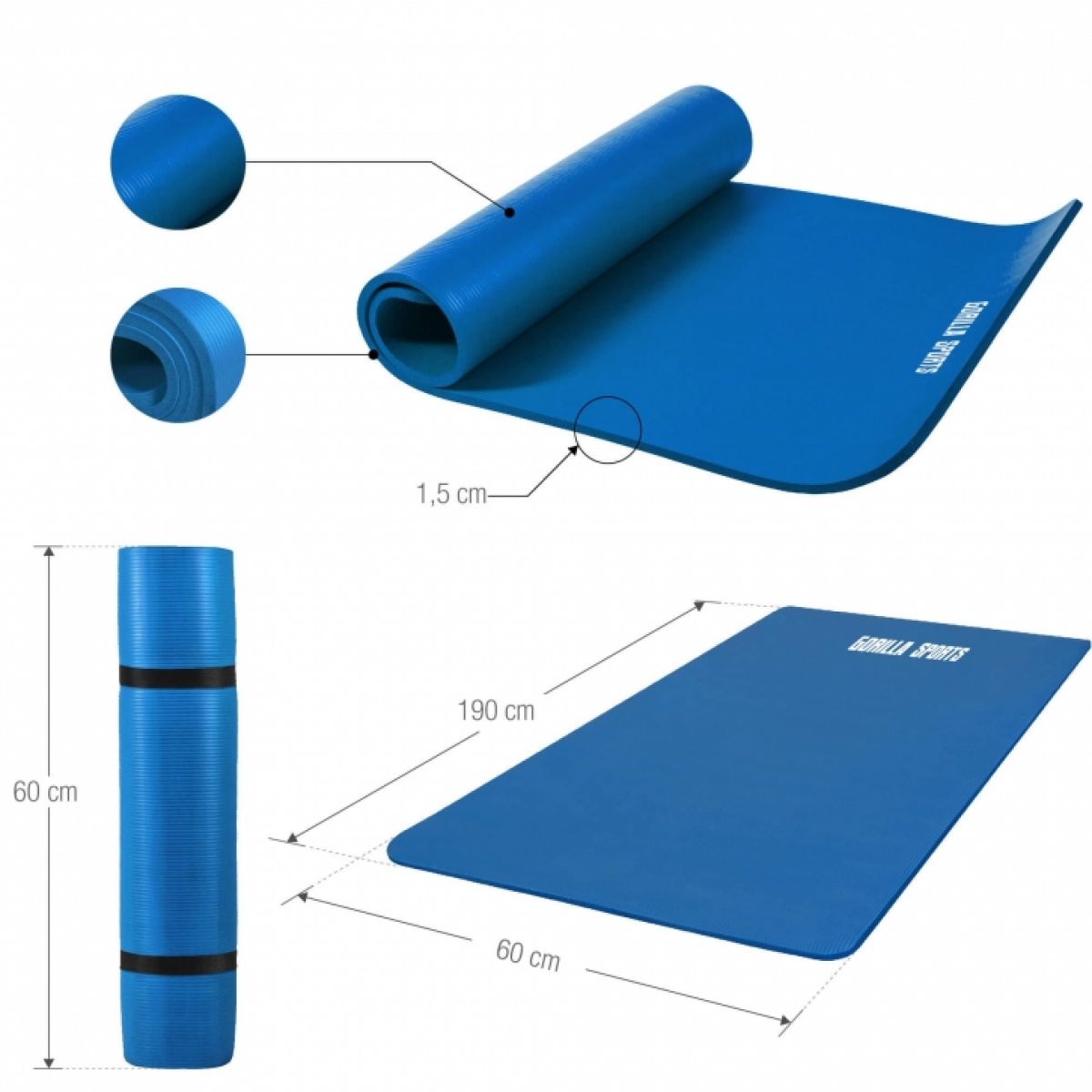 Royal Blue - Yogamat Deluxe 190 x 100 x 1,5 cm