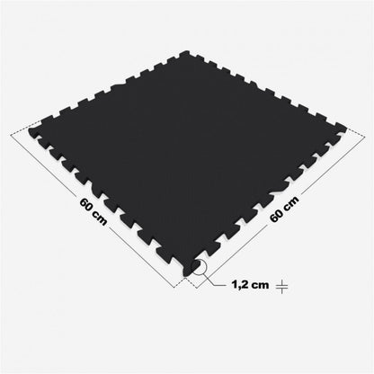 Tapis de protection pour sol de salle de sport (16 pièces, total 5,76 m2) Noir