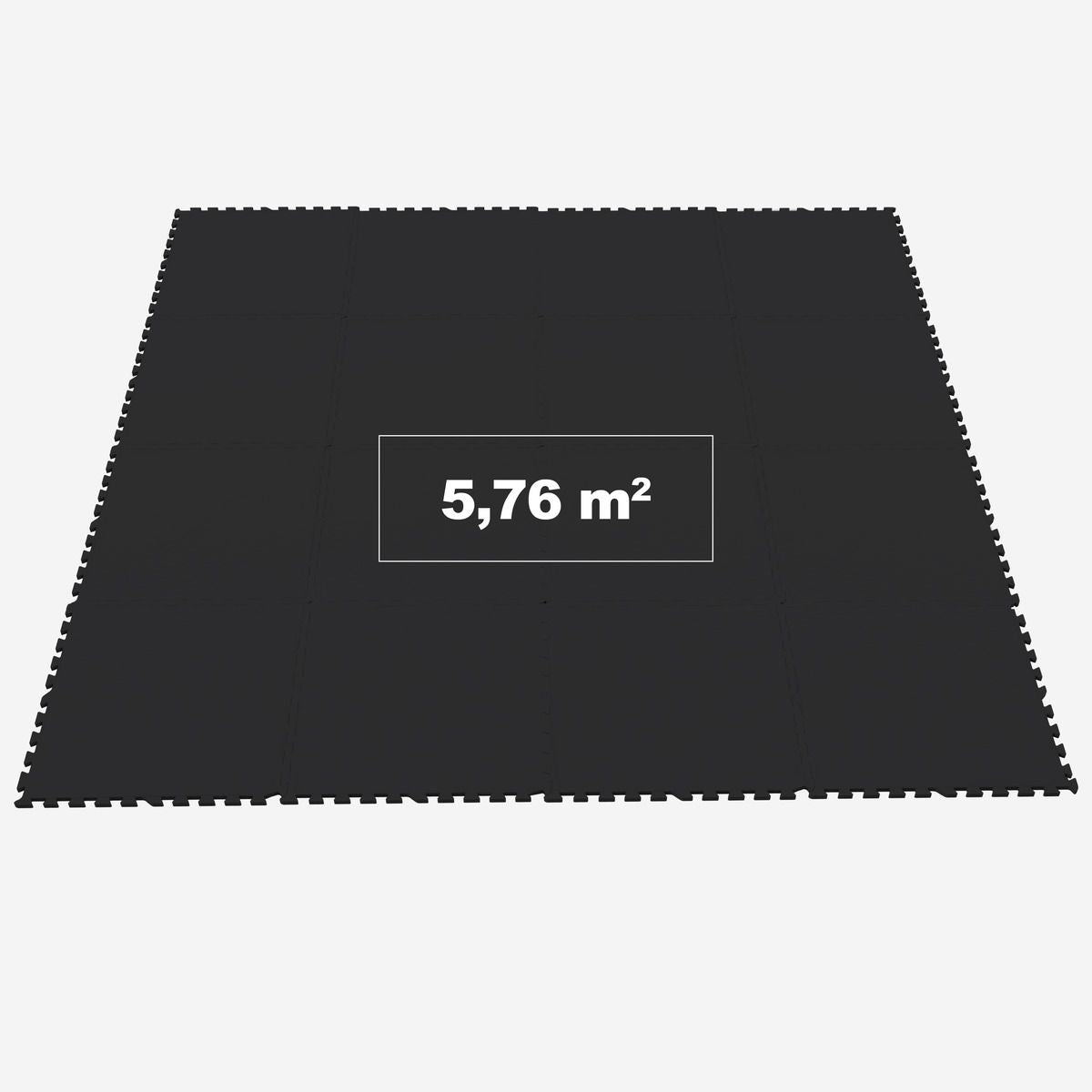 Tapis de protection pour sol de salle de sport (16 pièces, total 5,76 m2) Noir