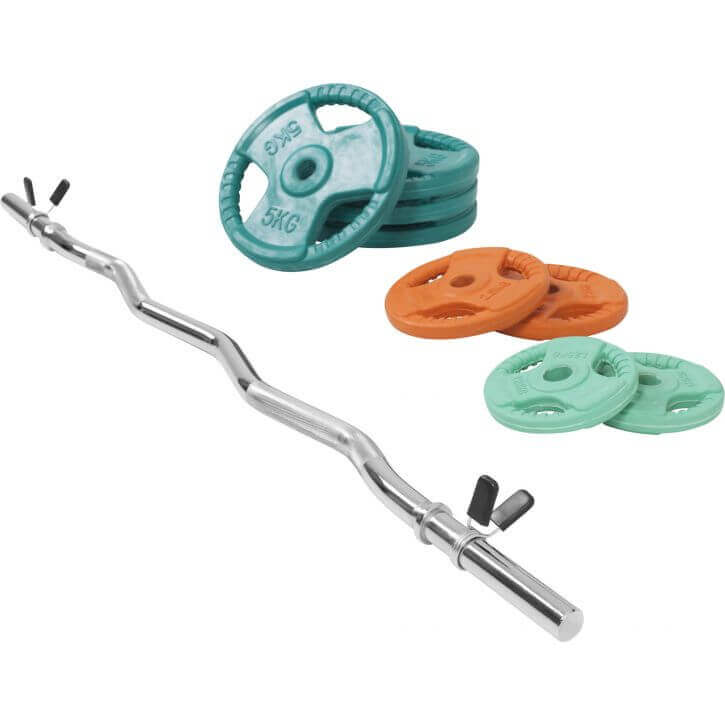 Kit EZ Curl 35 kg Gripper Fonte Revêtement Caoutchouc - Fermeture à Ressort 30 mm