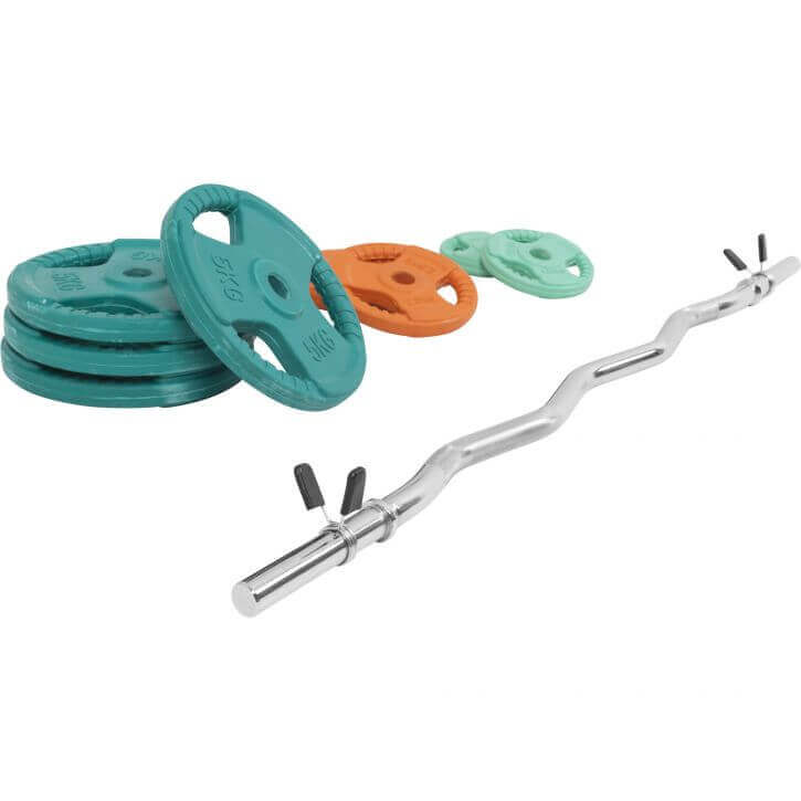 Kit EZ Curl 35 kg Gripper Fonte Revêtement Caoutchouc - Fermeture à Ressort 30 mm