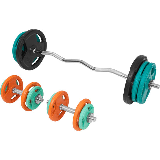 Kit EZ Curl 70 kg Pince Fonte Revêtement Caoutchouc - Fermeture à Vis 30 mm