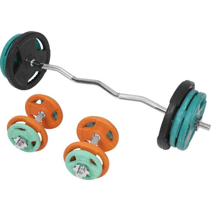 Kit EZ Curl 70 kg Pince Fonte Revêtement Caoutchouc - Fermeture à Vis 30 mm