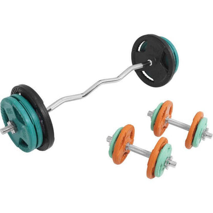 Kit EZ Curl 70 kg Pince Fonte Revêtement Caoutchouc - Fermeture à Vis 30 mm