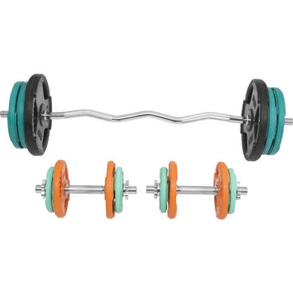 Kit EZ Curl 70 kg Pince Fonte Revêtement Caoutchouc - Fermeture à Vis 30 mm